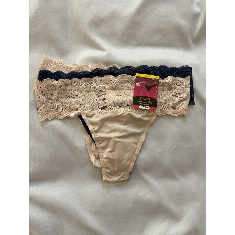 NEW Maidenform Luxurious Lace Thong Size Medium 6 DMESLT 3 Pair Maidenform Thong
